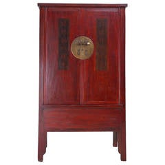 19th Century Red-Lacquered Chinese Cabinet