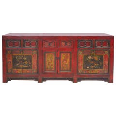 Antique 19th Century Chinese Painted Coffer or Sideboard