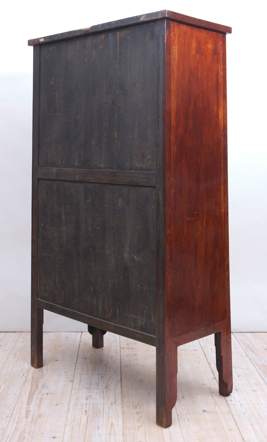 Wood 19th Century Red-Lacquered Chinese Cabinet