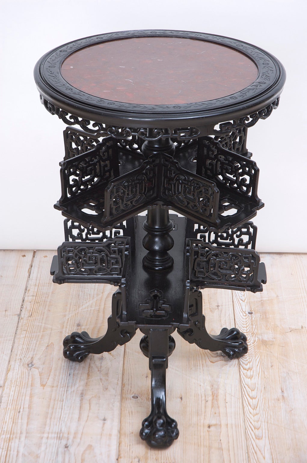 19th Century Chinese Round Export Table with Revolving Bookstand 3