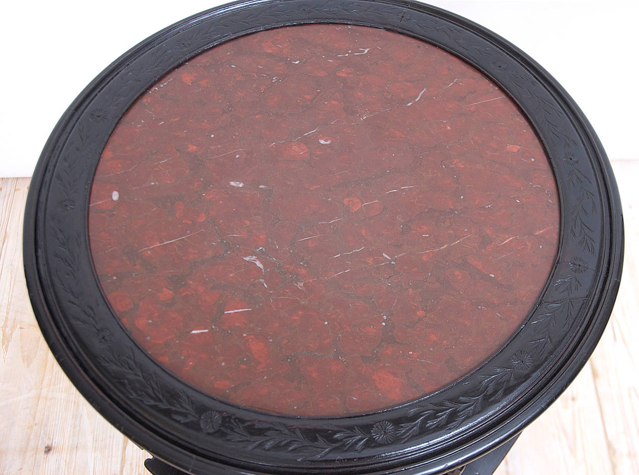 Ebonized 19th Century Chinese Round Export Table with Revolving Bookstand