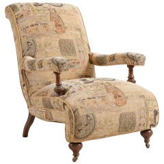 Danish Antique Upholstered Armchair/Lounge Chair, c. 1915