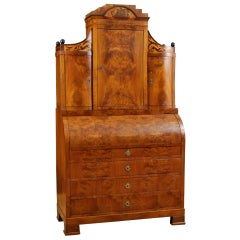 Antique North German/Danish Empire Cylinder-Top Secretary with Bookcase, c. 1815
