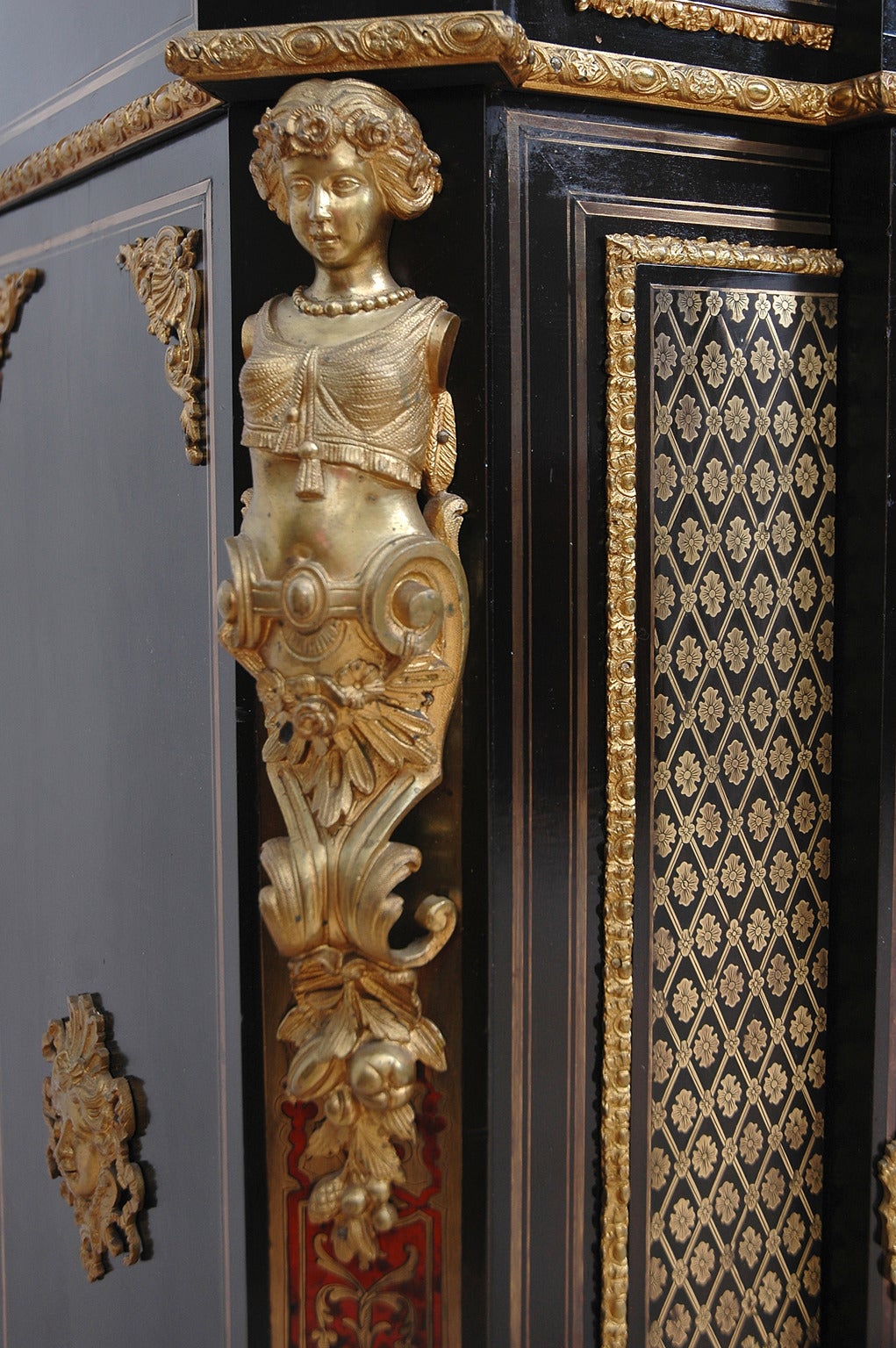 19th Century Napoleon III Boulle Cabinet with Castings and Ormolu