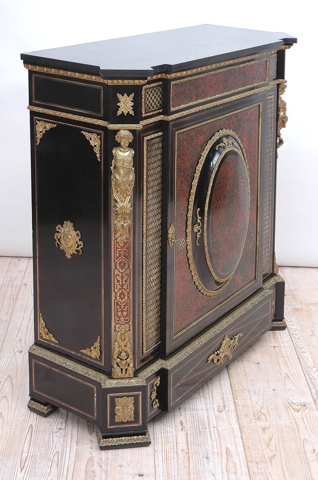 French Napoleon III Boulle Cabinet with Castings and Ormolu