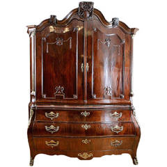Fine 18th Century Louis XVI Bombe Kast or Linen Press