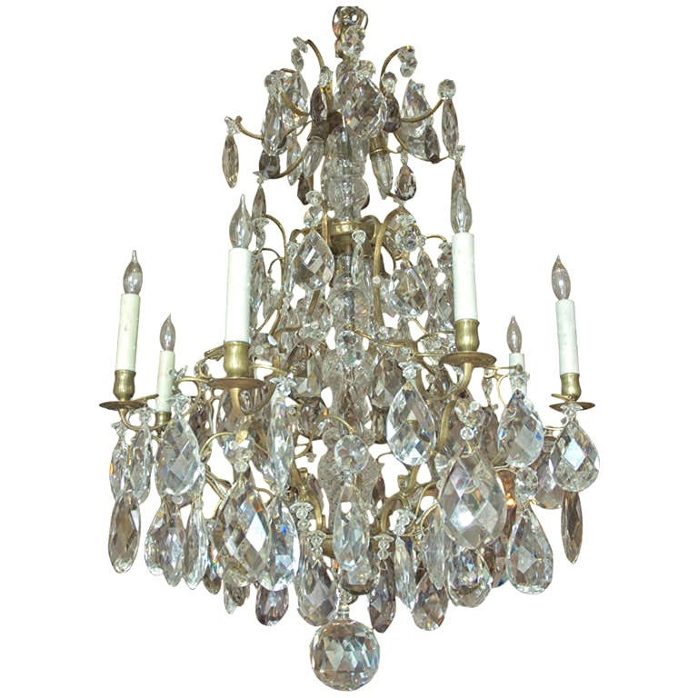 Large Rococo-Style Crystal Chandelier with 16 Lights, Sweden, circa 1890