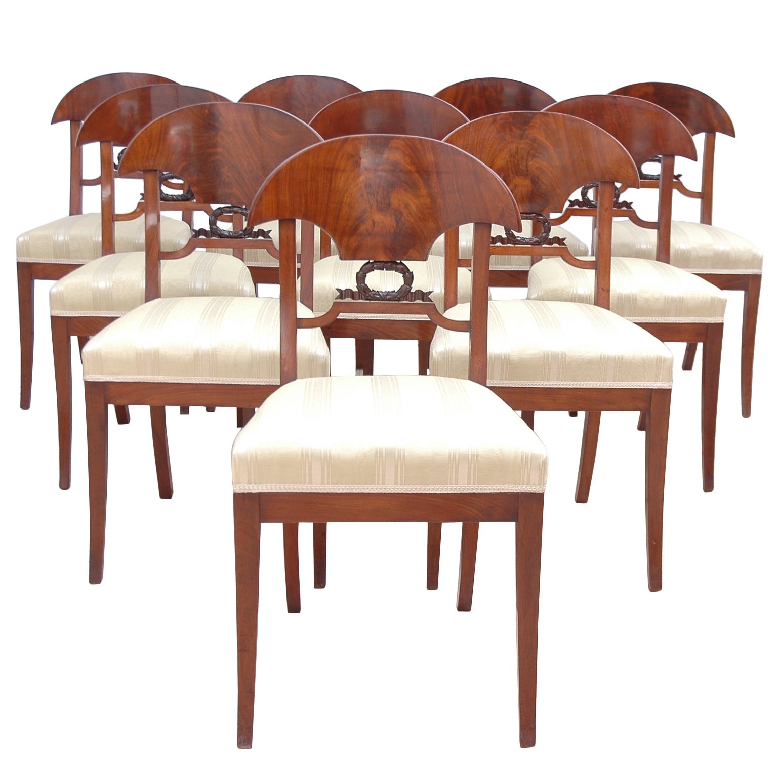 Set of 12 Empire Period Karl Johan Mahogany Dining Chairs, circa 1820