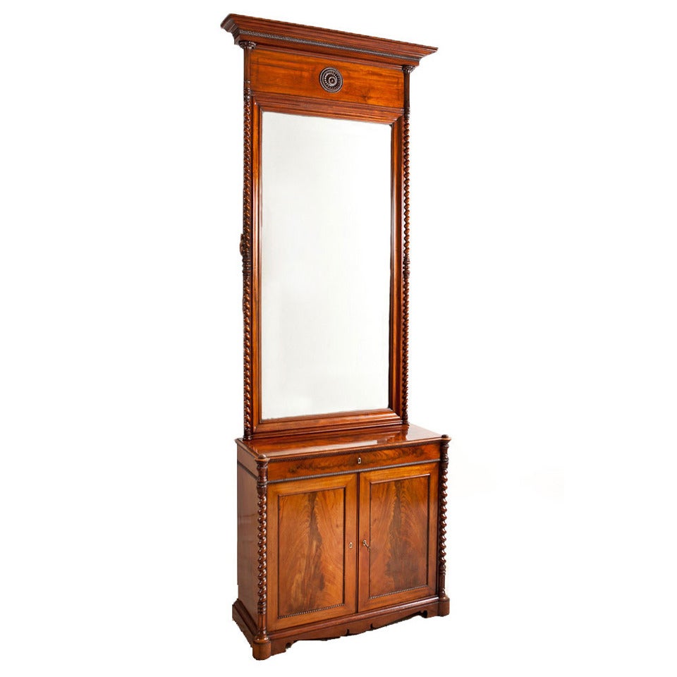 Empire Console w/ Tall Mirror in Cuban Mahogany, Northern Europe, c. 1835