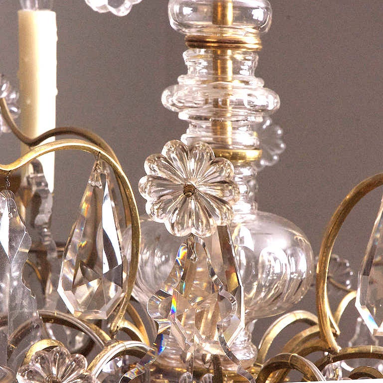 Swedish Rococo Style Crystal Chandelier with Six Lights 3