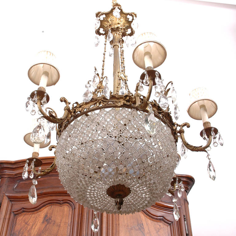 Large Baccarat Inspired Belle Époque Leaded Cut Glass and Crystal Chandelier  1