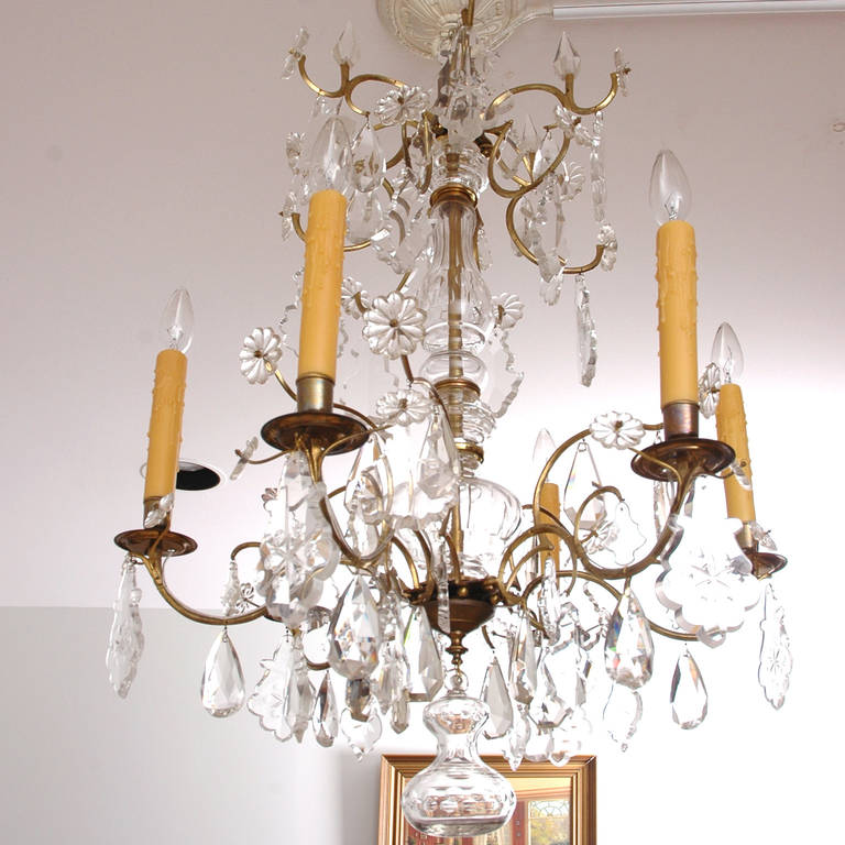 Swedish Rococo Style Crystal Chandelier with Six Lights In Good Condition In Miami, FL