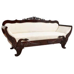 American Federal Sofa with Carved Phoenix in Mahogany, circa 1815