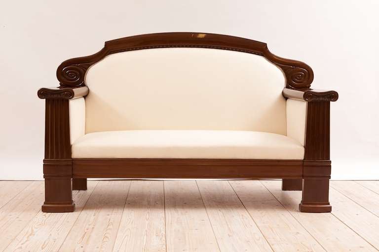 Art Deco Sofa with French Polished Mahogany Frame, Denmark, circa 1920 For Sale 2