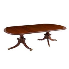 American Federal Revival Double Pedestal Dining Table in Mahogany, circa 1890