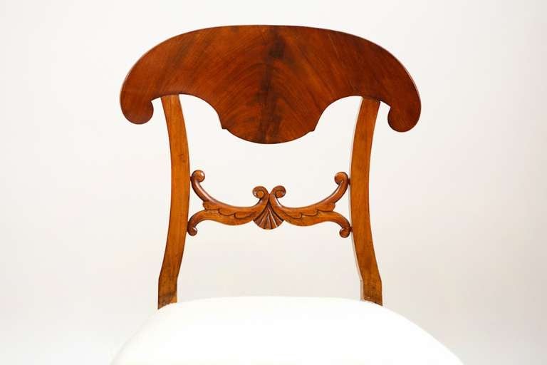 Swedish Pair of Biedermeier or Karl Johann Mahogany Side Chairs, Sweden, circa 1840