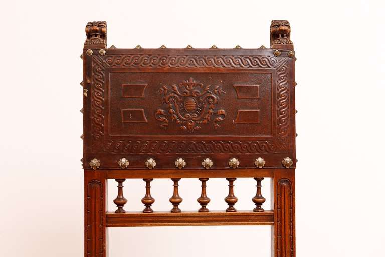 19th Century Set of Eight French Neo-Renaissance Dining Chairs in Walnut, circa 1860