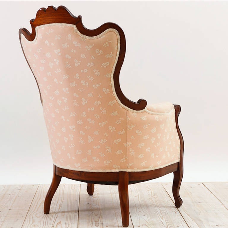 Scandinavian Newly Upholstered Bergere in Mahogany, c. 1860 In Good Condition For Sale In Miami, FL