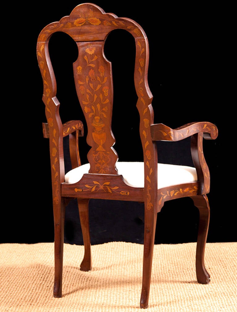 Marquetry Armchair with Satinwood Inlays, New York, circa 1890 For Sale 1