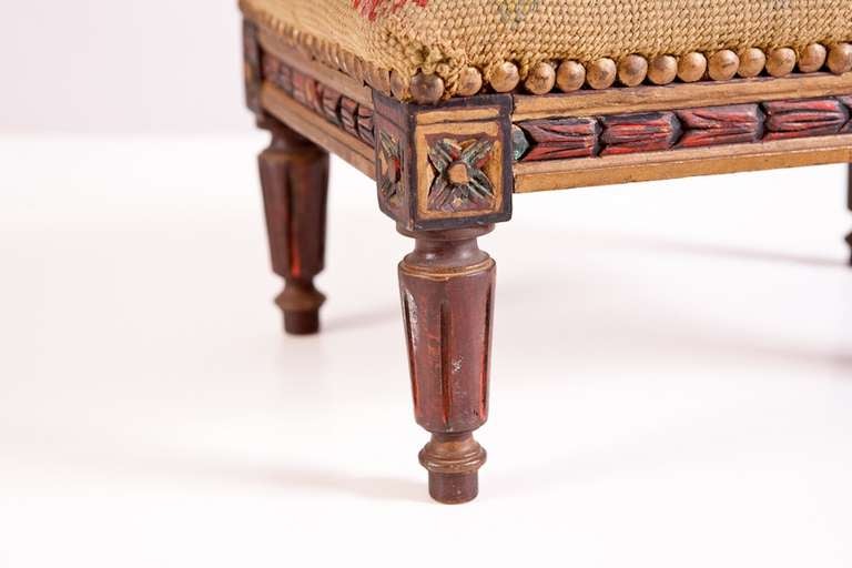 French Louis XVI Revival Footstool with Needlepoint, c. 1920