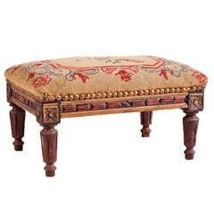 French Louis XVI Revival Footstool with Needlepoint, circa 1910