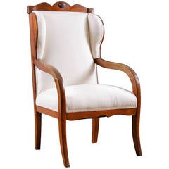 Biedermeier Wingback Armchair in Birch, circa 1825