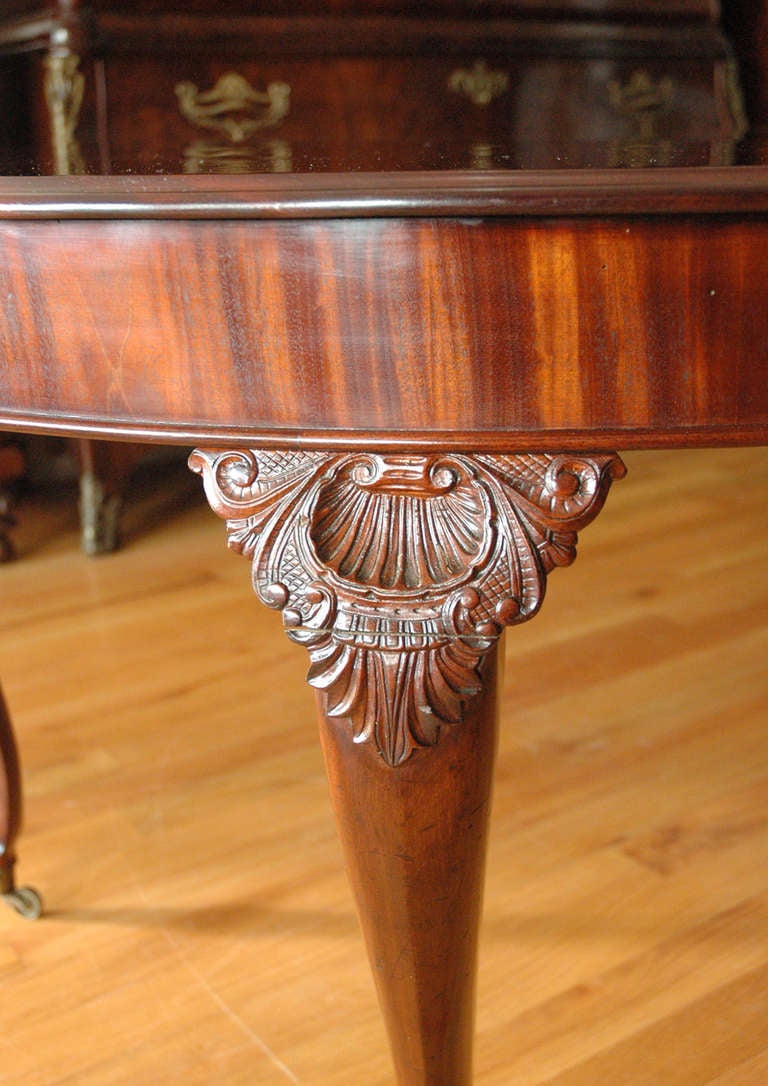 19th Century 10' Danish Extension Dining Table in Mahogany with Three Skirted Leaves, c. 1850