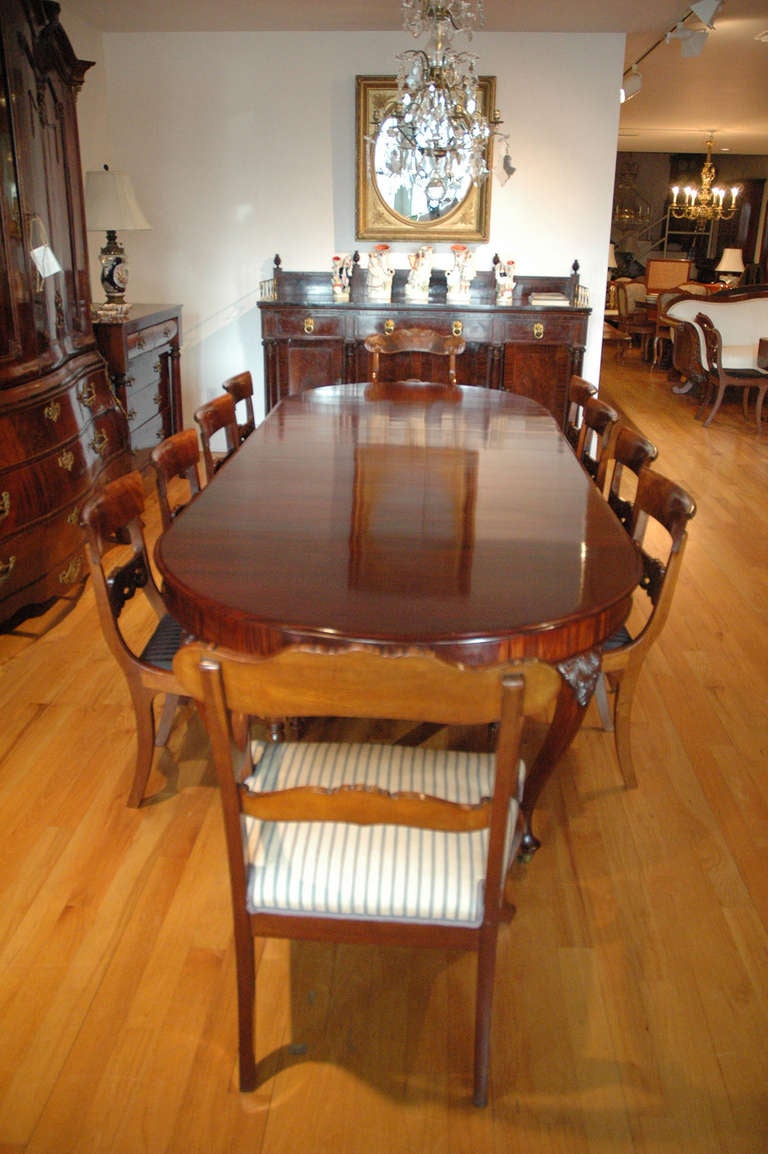 10' Danish Extension Dining Table in Mahogany with Three Skirted Leaves, c. 1850 3
