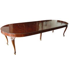 10' Danish Extension Dining Table in Mahogany with Three Skirted Leaves, c. 1850