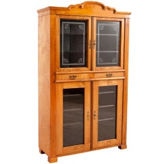 Antique German Biedermeier Vitrine/ Cupboard in Polished Ash, Circa 1835