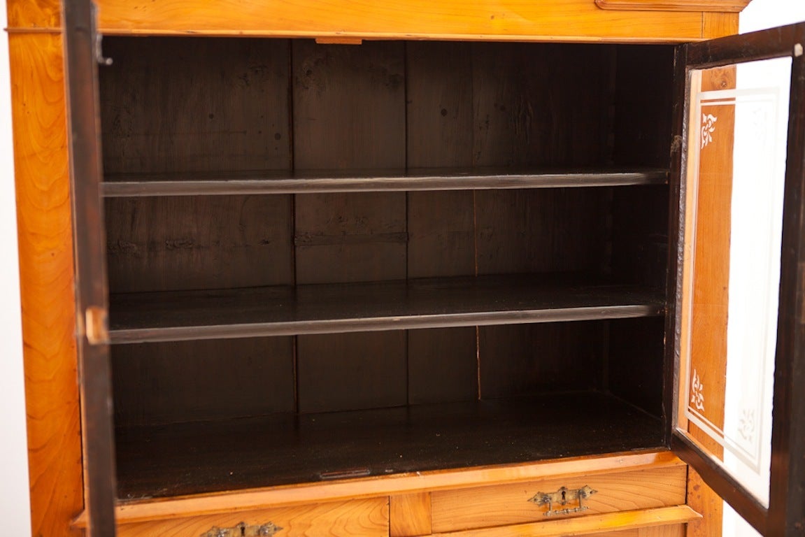 19th Century Antique German Biedermeier Vitrine/ Cupboard in Polished Ash, Circa 1835