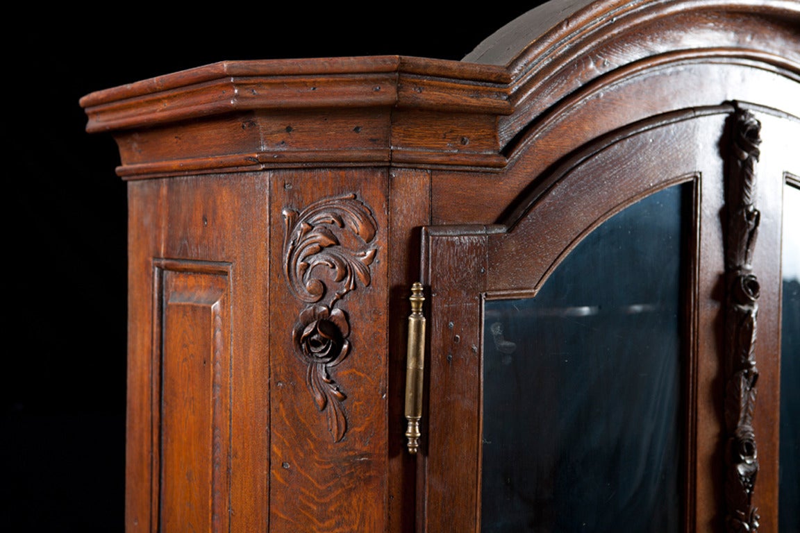 Carved English Oak Vitrine on Queen Ann Ball-and-Claw Base