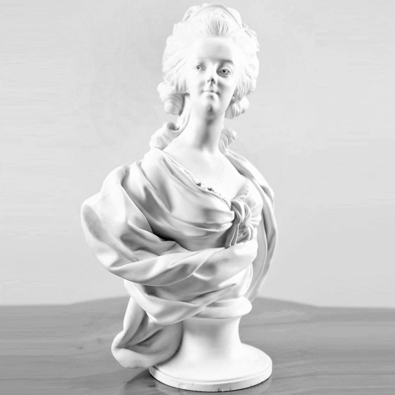 French Signed Sevres Bust of Marie Antoinette in Bisque
