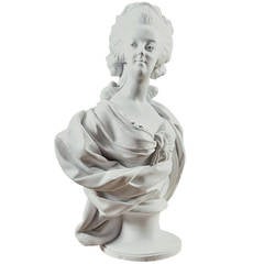Antique Signed Sevres Bust of Marie Antoinette in Bisque