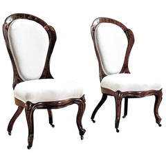 Pair of Upholstered Salon Chairs by John Henry Belter, circa 1844 1