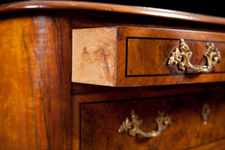 Baroque Revival Antique Swedish Chest of Drawers in Walnut & Burled Walnut with Ebonized details For Sale