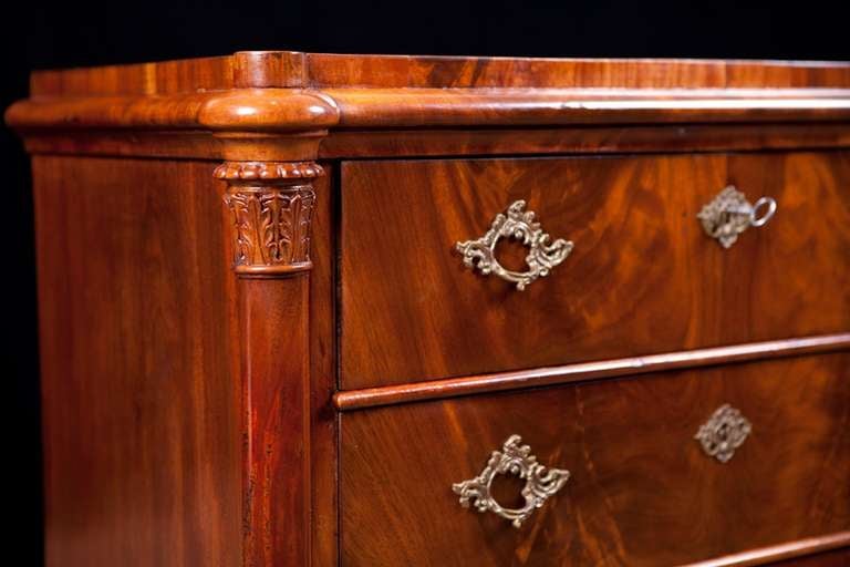 Polished Neoclassical Chest of Drawers in Mahogany, Northern Europe, circa 1850
