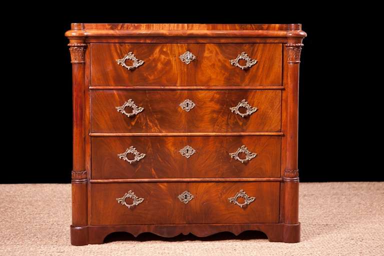 19th Century Neoclassical Chest of Drawers in Mahogany, Northern Europe, circa 1850