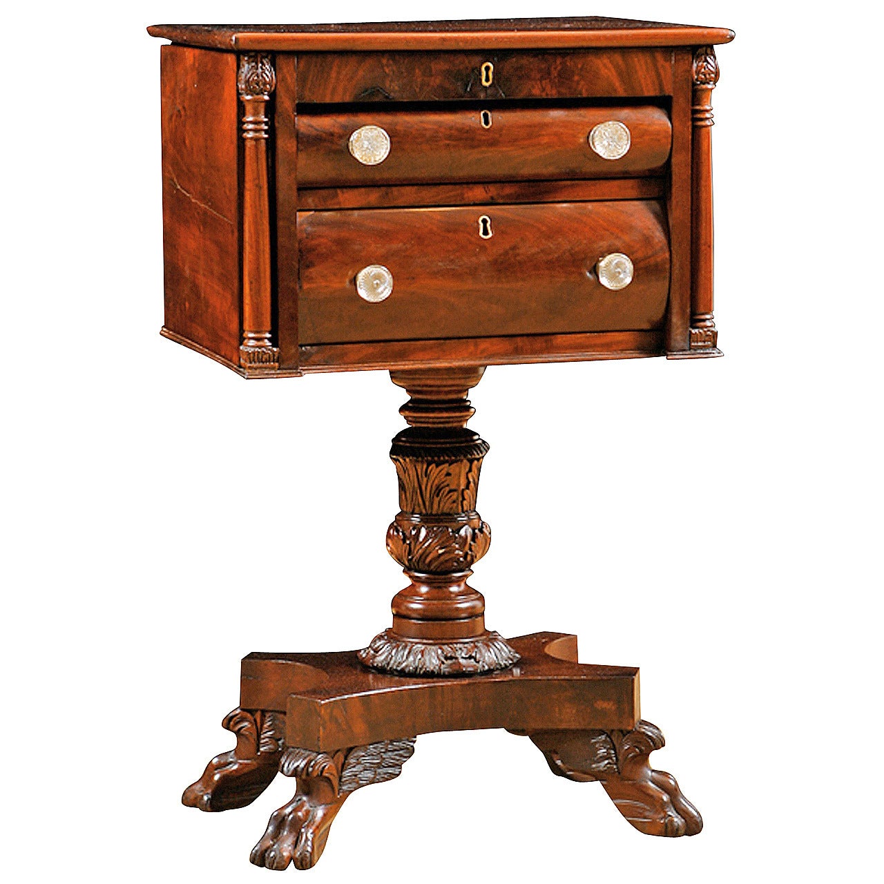 American Empire Side Table with Writing Surface in Mahogany, circa 1825