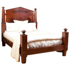 Antique American Empire Bed in Mahogany adapted to Queen Size, c. 1840