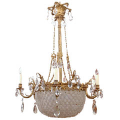 Large Baccarat Inspired Belle Époque Leaded Cut Glass and Crystal Chandelier 