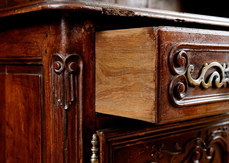 Iron 18th Century Period Louis XV Cupboard in Walnut with Dish Rack, France, c. 1750