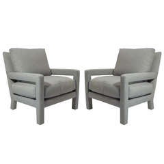 Milo Baughman Fully Upholstered Club Chairs