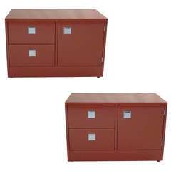 Pair Milo Baughman for Directional Rust Lacquered Low Chests