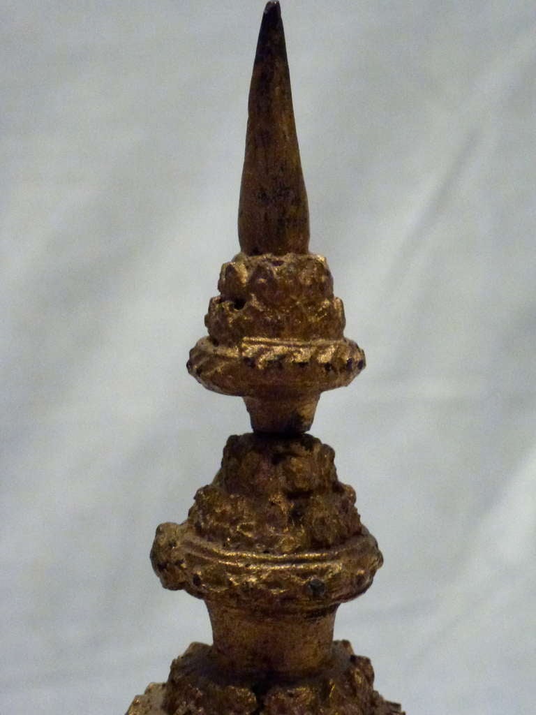 Bronze and Gold Leaf Praying Thai Buddha Sculpture For Sale 6