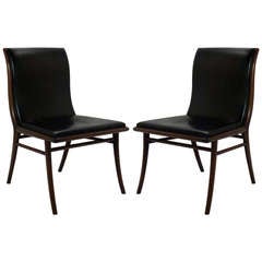 Pair of Robsjohn-Gibbings Sabre Leg Leather Chairs