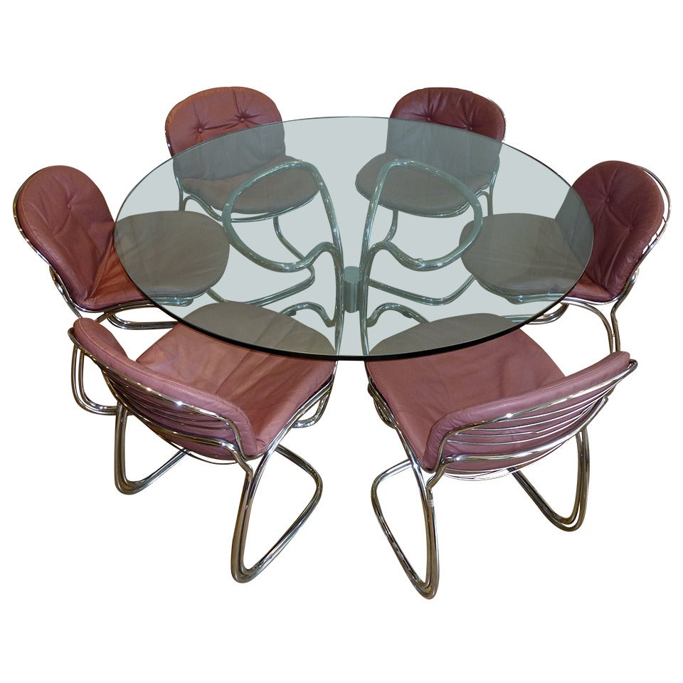 Rare Set of Sabrina Dining Table and Chairs by Gastone Rinaldi For Sale