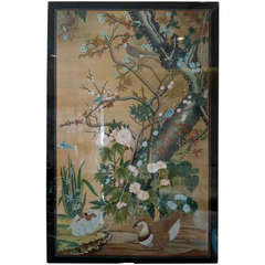 Hand Painted Japanese Silk Panel / Screen with Cherry Blossoms