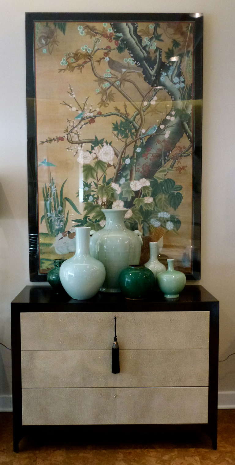 Hand Painted Japanese Silk Panel / Screen with Cherry Blossoms For Sale 4