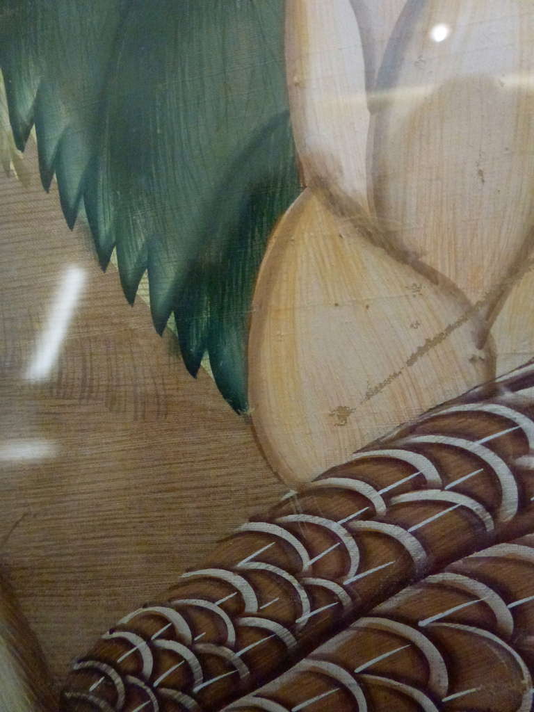 Hand Painted Japanese Silk Panel / Screen with Cherry Blossoms For Sale 1